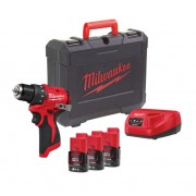 Дрель-шуруповёрт аккумуляторная бесщёточная MILWAUKEE M12 BLDDRC-203С (40Нм) (ЗУ+3акк.Х2Ач+кейс)