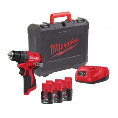 Дрель-шуруповёрт аккумуляторная бесщёточная MILWAUKEE M12 BLDDRC-203С (40Нм) (ЗУ+3акк.Х2Ач+кейс)