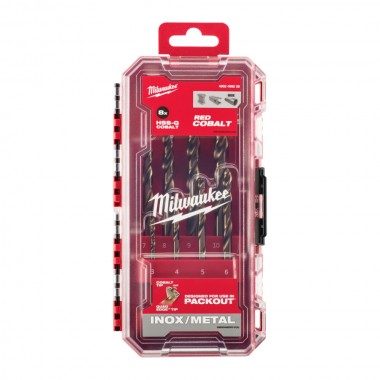 Набор сверл по металлу кобальтовых HSS-Co PACKOUT MILWAUKEE, DIN338, (8шт) (3-10мм)
