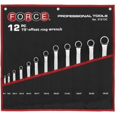 Набор ключей накидных, отогнутые на 75° на полотне 12 пр. (6-32 мм) (FORCE 51213C)