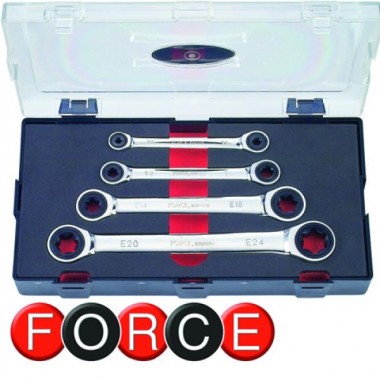 Набор ключей трещоточных 4 пр. (Е6 - Е24) (FORCE K50411)