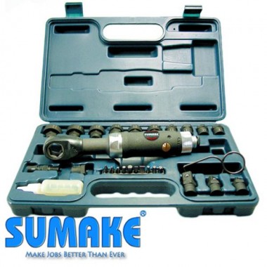 1/2" Пневмотрещотка угловая (34 Нм) с ударными головками (8-21 мм) (SUMAKE ST-5510K)