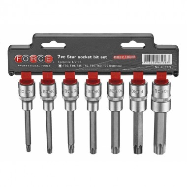 1/2 Набор головок-бит Torx удлиненных L=100 мм 7 пр. (T30-T70) (FORCE 40717L)