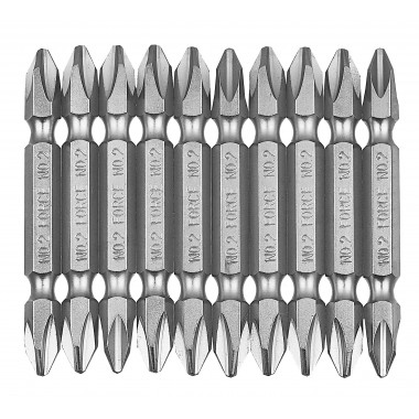 Набор бит крестовых Philips, двухсторонние РН.2, L=65 мм, 10 пр. (FORCE 2101L)