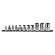 1/4", 3/8" та 1/2" Набір головок Е-профіль (Torx) 11 пр. (E5-E20) (FORCE 4113)