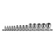 1/4", 3/8" та 1/2" Набір головок Е-профіль (Torx) 14 пр. (E4-E24) (FORCE 4158)