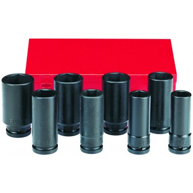 3/4" Набір головок 6-гр. ударних, глибоких 8 пр. (26-38 мм) (FORCE 6081D)
