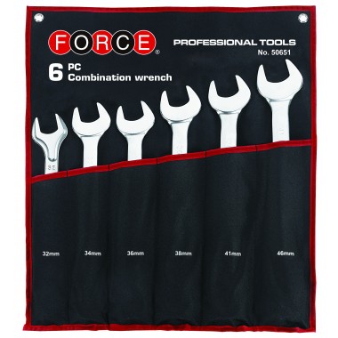 Набор ключей рожково-накидных на полотне 6 пр. (1-1/4"-1-5/8") (FORCE 50651S)