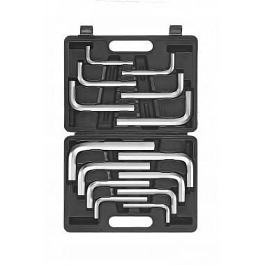 Набор ключей 6-гр. (HEX) Г-обр. (8-19 мм), (5/16-5/8) 14 пр. в кейсе (FORCE 5146)
