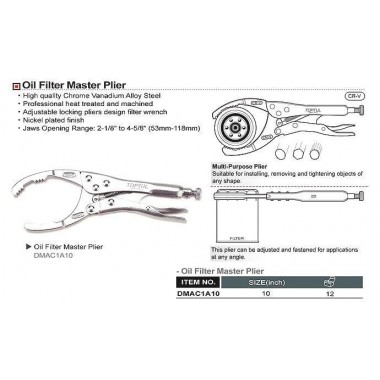 Съемник масляного фильтра зажим TOPTUL 53-118 мм DMAC1A10