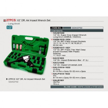 Гайковерт пневматичний з набором головок TOPTUL 1/2