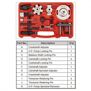 Набор фиксаторов валов дизельных двигателей 12ед. (VW/Audi) TOPTUL JGAI1203