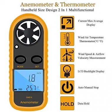 Цифровой анемометр 0,1-30м/с, -10-45°C BENETECH GM816