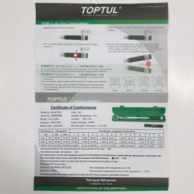 Динамометрический ключ 1/2" TOPTUL 535mm 40-210Nm ANAF1621