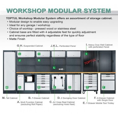 Шафа інструментальна настінна 1550x150x986мм TOPTUL TABD1607 Шафа інструментальна настінна 1550x150x986мм TOPTUL TABD1607