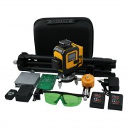 Лазерный уровень 16 линий 4D (2xH360/2xV360, LCD-дисплей, пульт ДУ + ШТАТИВ - зеленый луч) PROTESTER LL616G-TR