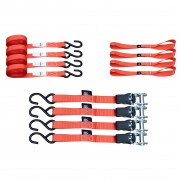 Набор стяжных ремней с храповым механизмом, S-крюками и защитными петлями (Soft Loops) 4 шт., 680 кг TORIN TRZD-RL