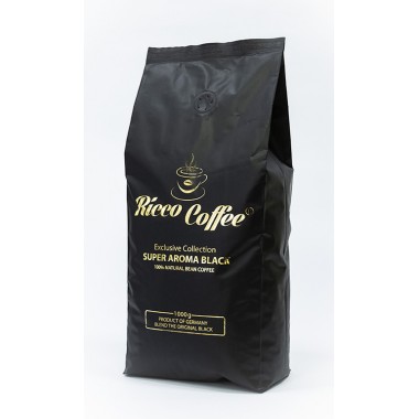 Кава в зернах Ricco Coffee Super Aroma Black 1 кг Опт від 5 шт