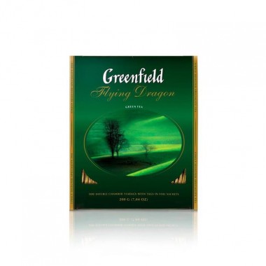 Зеленый чай Greenfield Flying Dragon 100 пакетов по 2 г Опт от 12 шт